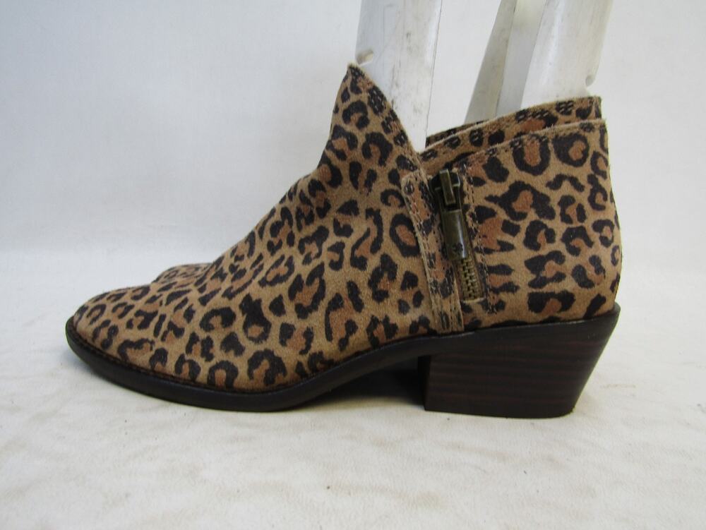 Lucky Brand Womens Size 6 M Brown Cheetah Suede Zip Ankle Fashion Boots Bootie